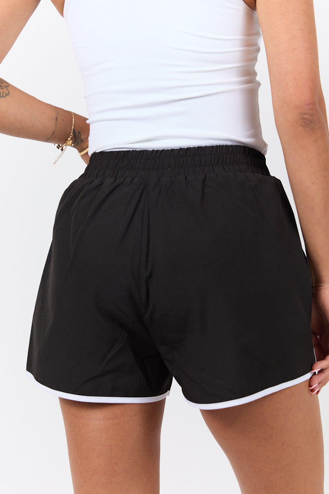 On The Move Black and White Running Shorts With Contrast Trim FINAL SALE - Image 5
