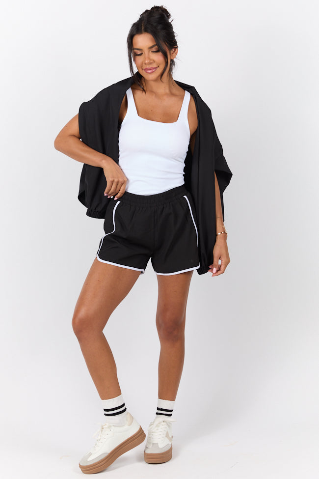 On The Move Black and White Running Shorts With Contrast Trim FINAL SALE - Image 3