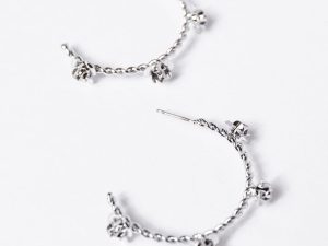 Silver Rose Hoop Earrings FINAL SALE