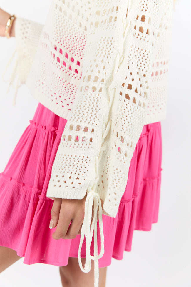 Easy Going Cream Open Knit Boat Neck Sweater FINAL SALE - Image 5