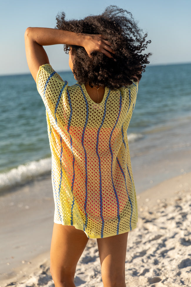 Never Ending Sunny Days Yellow and Blue Knit Cover Up FINAL SALE - Image 4