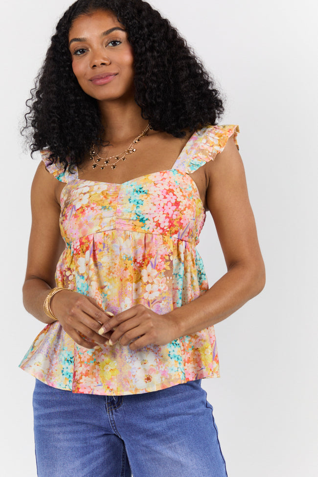 Flowers On My Mind Cinched Bust Multi Print Floral Tank FINAL SALE - Image 3