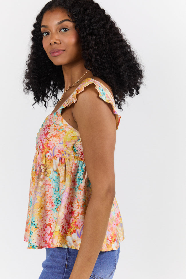 Flowers On My Mind Cinched Bust Multi Print Floral Tank FINAL SALE - Image 4