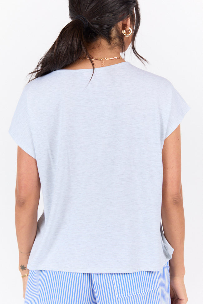 Lets Go Grey Notched Neck Knit Tee FINAL SALE - Image 4