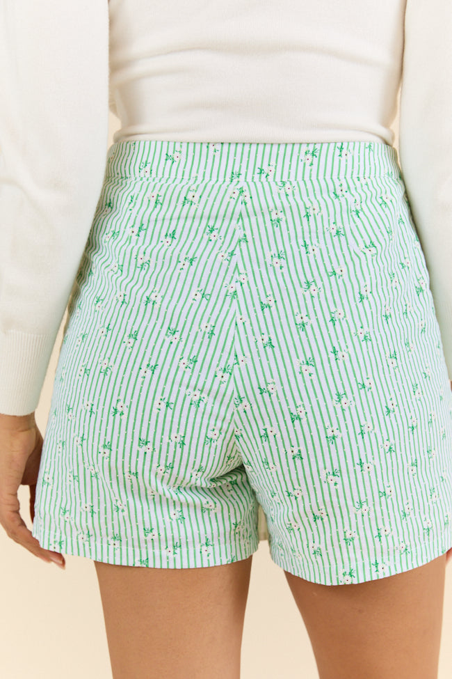 Not So Simple Green Striped Floral Print Skort FINAL SALE - Image 4