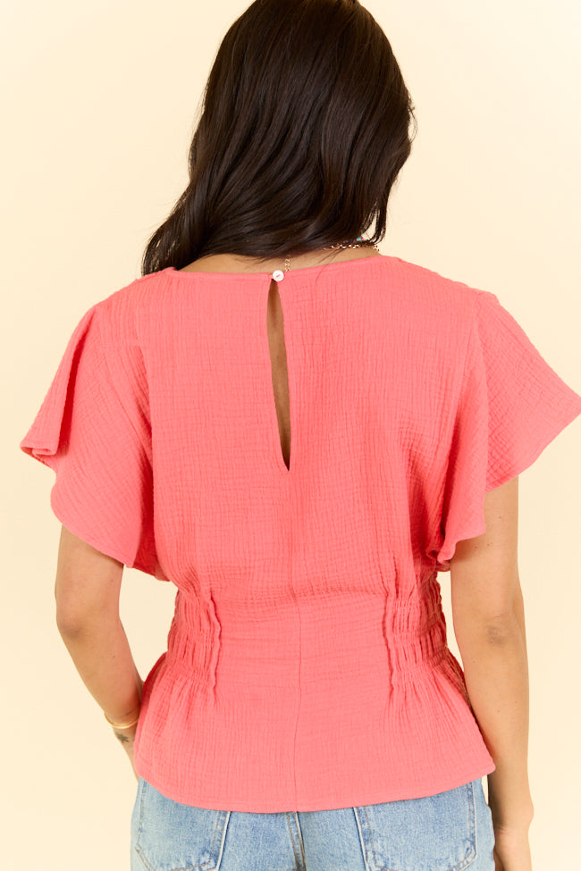 Missed You Solid Cinched Waist Woven Blouse FINAL SALE - Image 5