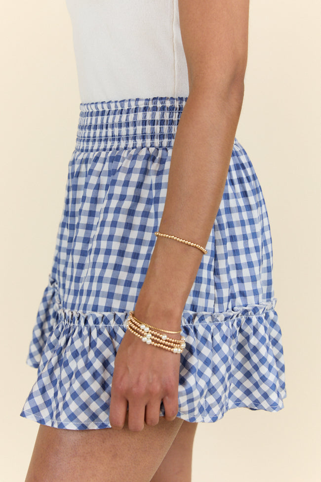 Never Out Of Style Blue and Ivory Gingham Skort FINAL SALE - Image 3