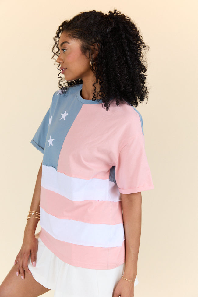 Born To Be Free Oversized American Flag Tee FINAL SALE - Image 9