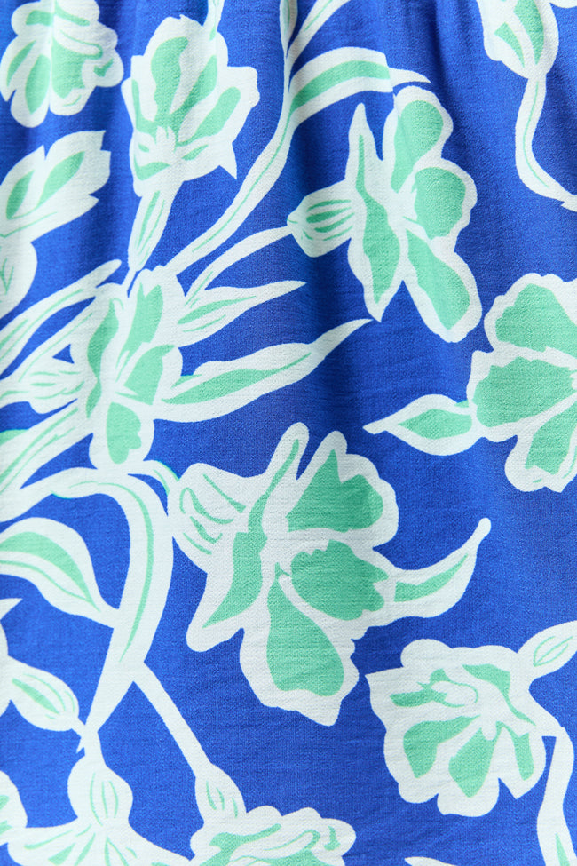 Keep The Flowers Blue and Green Floral Print Long Sleeve Mini Dress FINAL SALE - Image 6