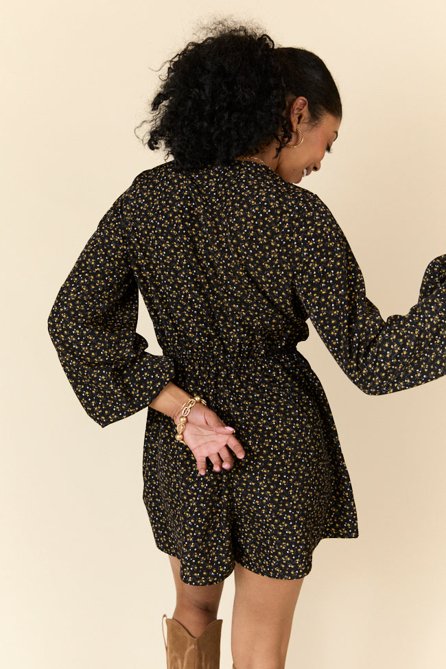 Love Over Fear Black Ditsy Floral Romper FINAL SALE - Image 6