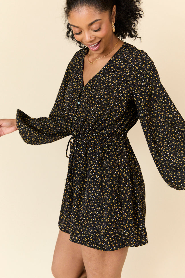 Love Over Fear Black Ditsy Floral Romper FINAL SALE - Image 5