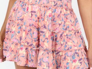 Through The Garden Coral Multi Color Floral Mini Skort FINAL SALE