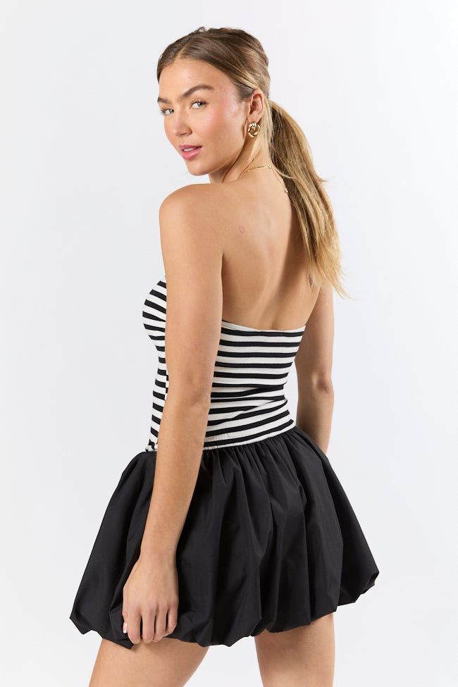 Moments Like This Black and White Striped Bubble Hem Dress FINAL SALE - Image 5