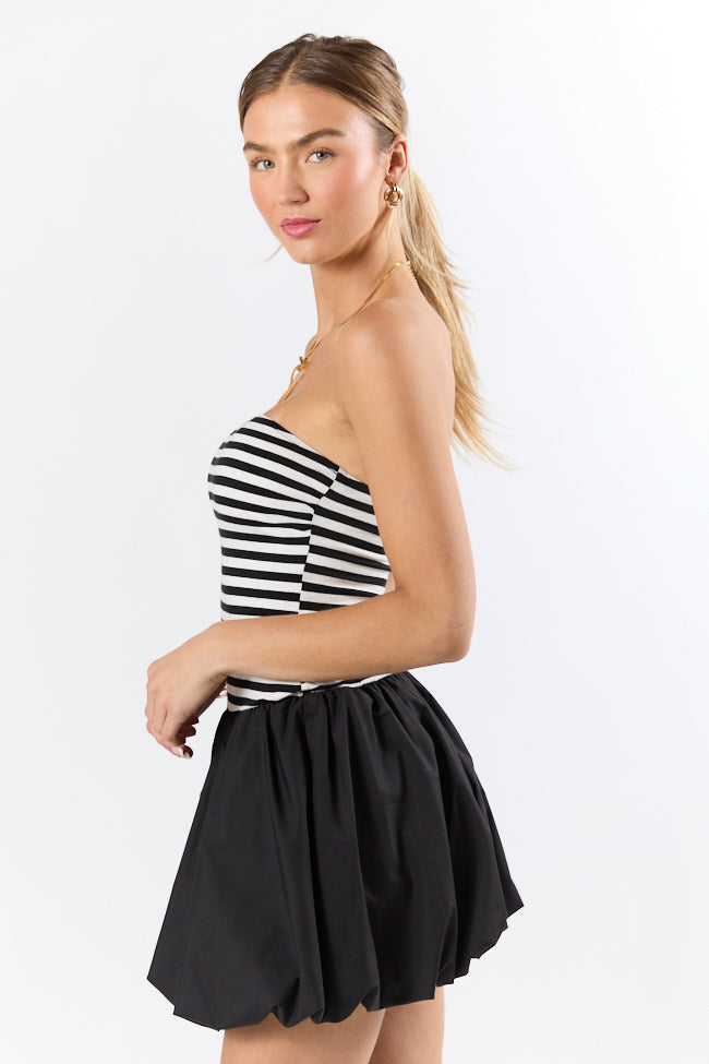 Moments Like This Black and White Striped Bubble Hem Dress FINAL SALE - Image 4