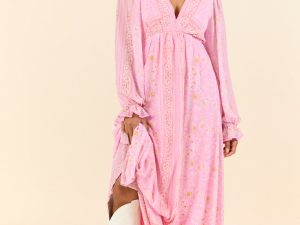 Rustic Rose Pink Bandana Print Maxi Dress FINAL SALE