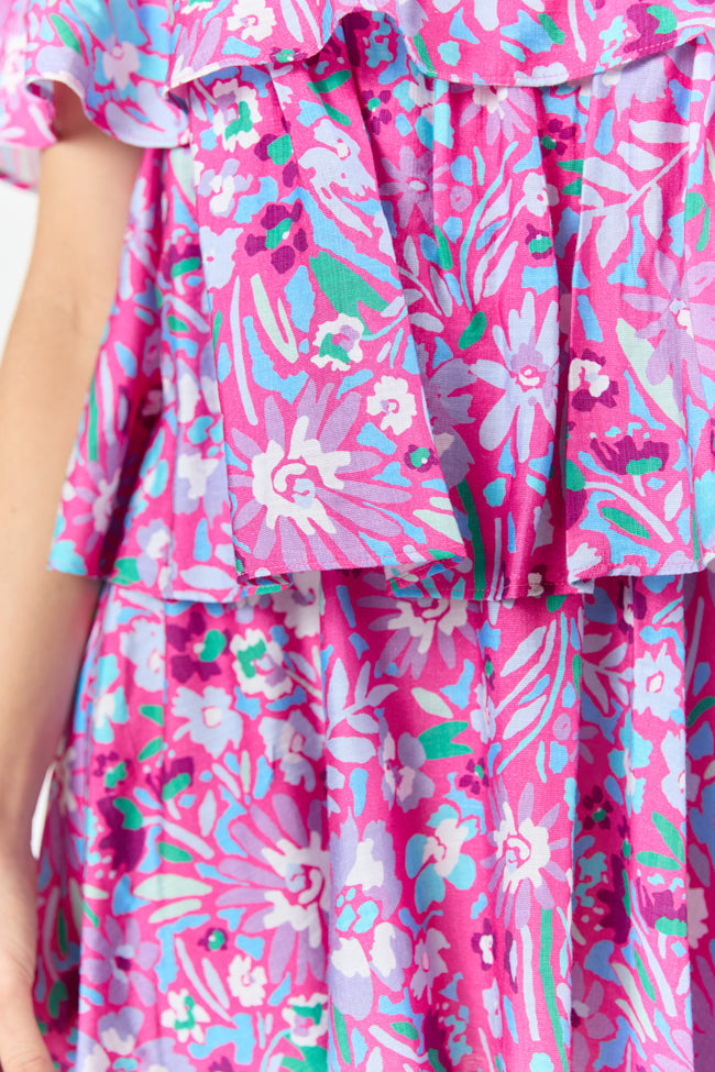 Keeping My Promise Pink Off The Shoulder Floral Printed Mini Dress FINAL SALE - Image 3