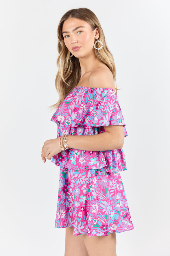 Keeping My Promise Pink Off The Shoulder Floral Printed Mini Dress FINAL SALE - Image 4