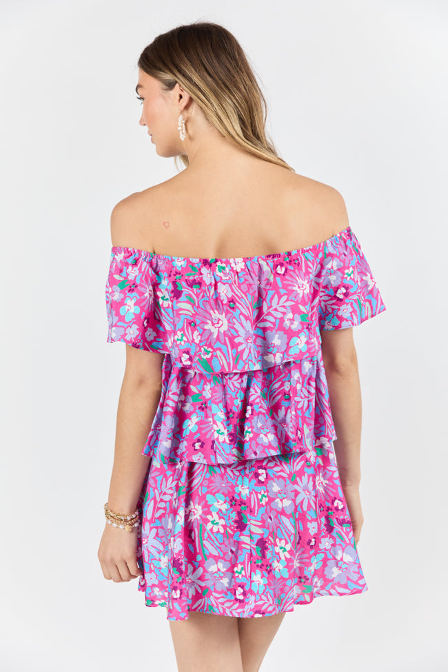 Keeping My Promise Pink Off The Shoulder Floral Printed Mini Dress FINAL SALE - Image 5