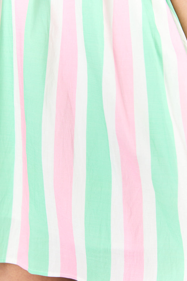 All My Life Pink and Green Striped Mini Dress FINAL SALE - Image 5
