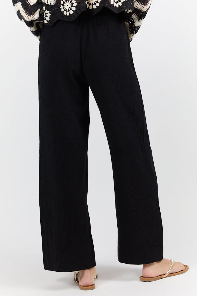 In The Breeze Black Gauze Pull On Wide Leg Pants FINAL SALE - Image 4