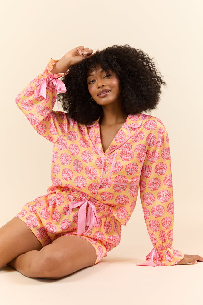 Seashell Serenity Satin Pajama Top FINAL SALE