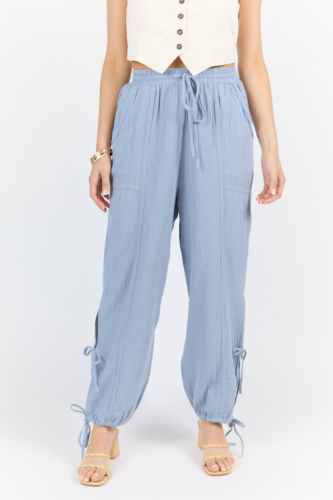 Sky High Blue Gauze Harem Pull On Pants FINAL SALE - Image 2