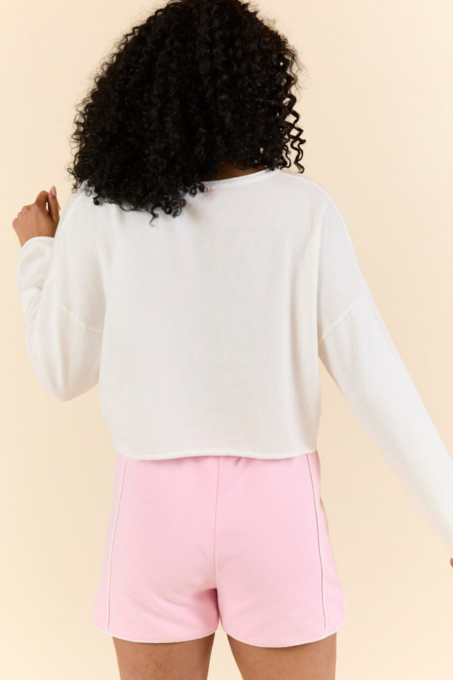 No Bad Days White Drop Shoulder V-Neck Pullover FINAL SALE - Image 6