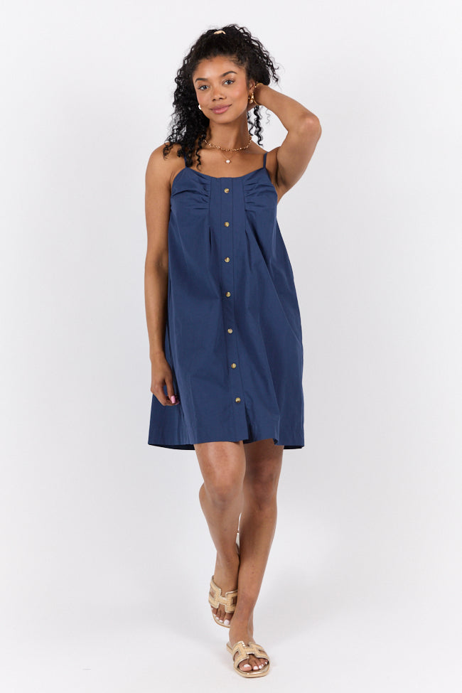 No Looking Back Navy Button Front Dress FINAL SALE - Image 2