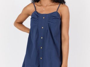 No Looking Back Navy Button Front Dress FINAL SALE