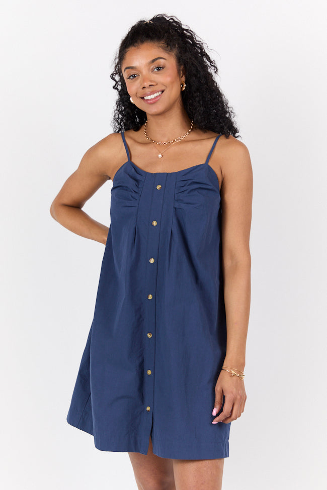 No Looking Back Navy Button Front Dress FINAL SALE