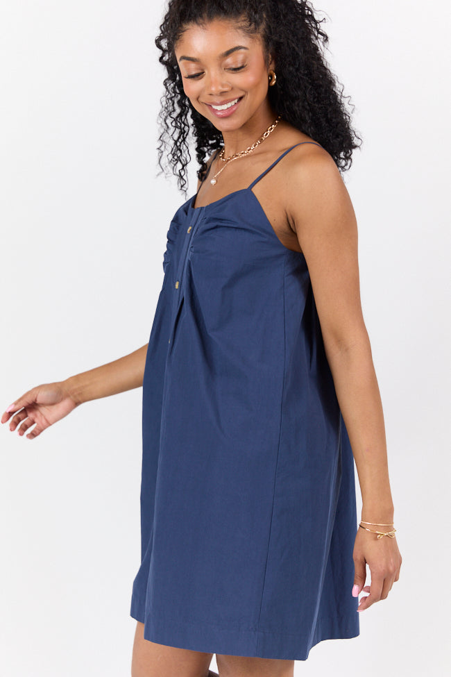 No Looking Back Navy Button Front Dress FINAL SALE - Image 4