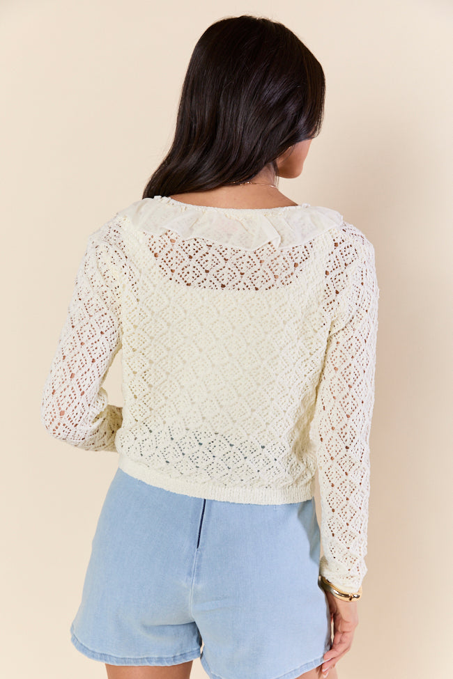Plenty Of Love Cream Ruffle Trim Cardigan FINAL SALE - Image 5