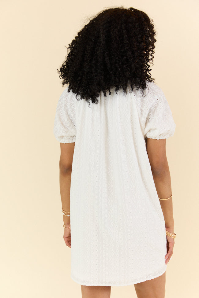 On A Whim White Knit Eyelet Short Sleeve Dress FINAL SALE - Image 6