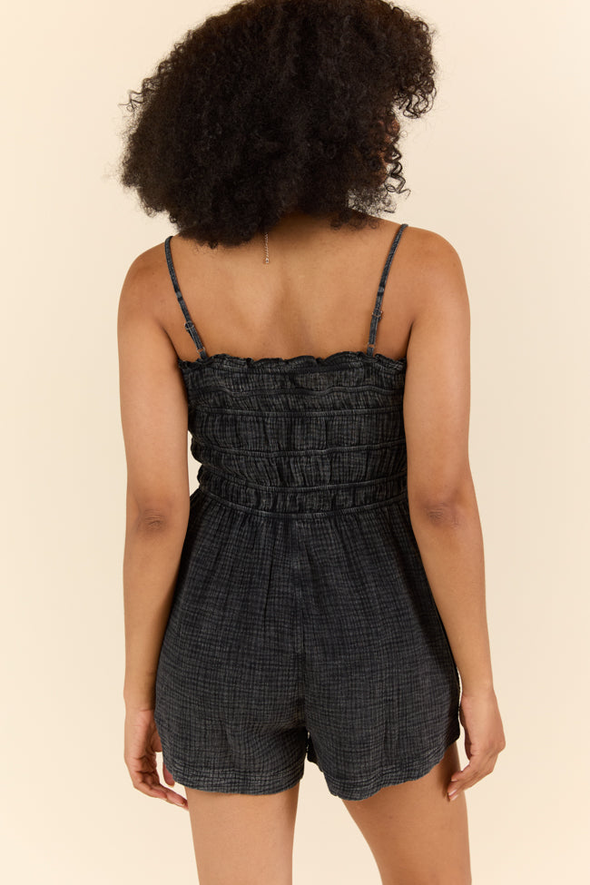 Make The Time Black Gauze Smocked Romper FINAL SALE - Image 4