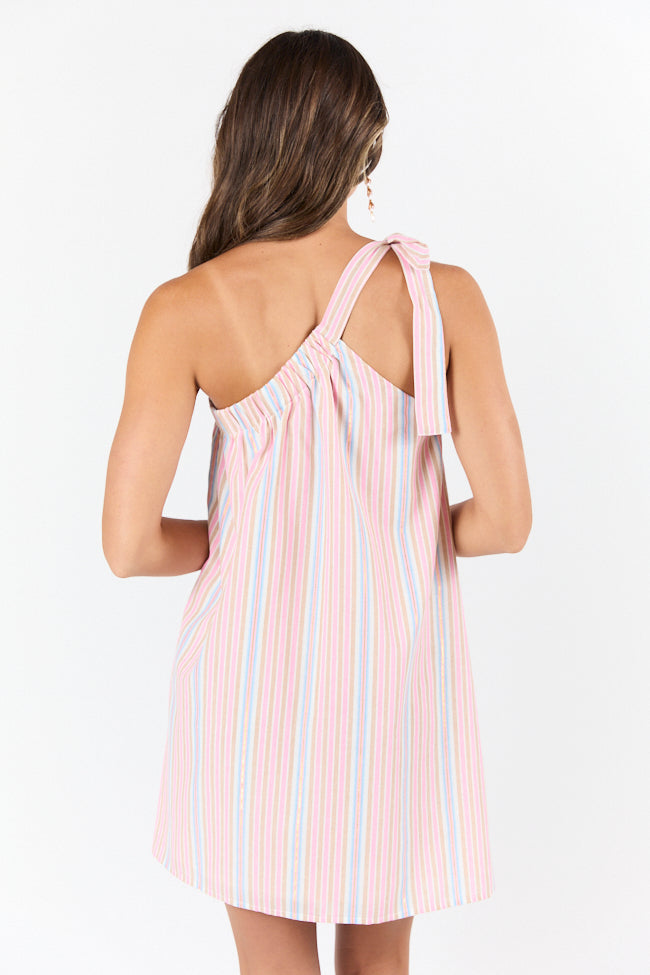 All Day Long Multi Striped One Shoulder Mini Dress FINAL SALE - Image 6