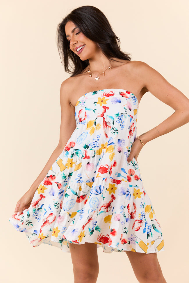 Sweet Thing Summer Girl Dinner Strapless Printed Mini Dress FINAL SALE