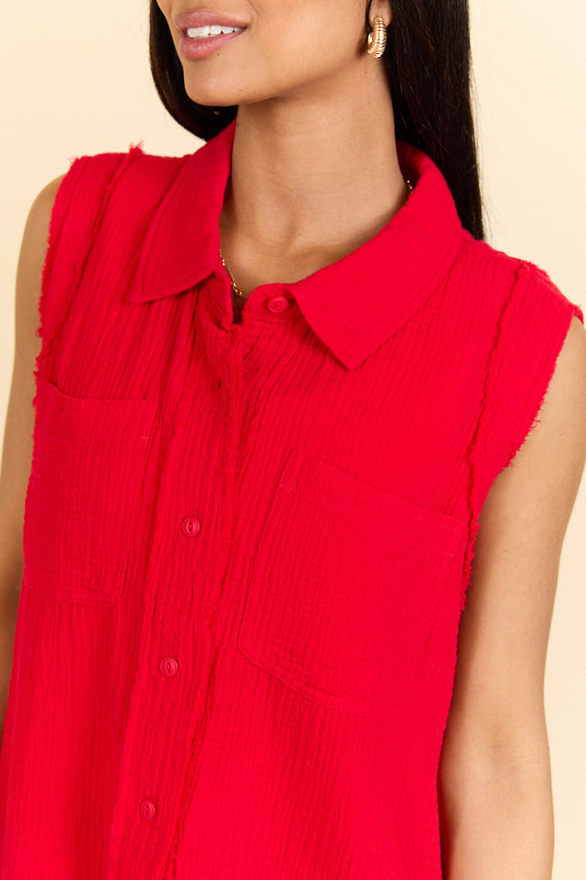 Every Moment Matters Red Gauze Tank FINAL SALE - Image 3