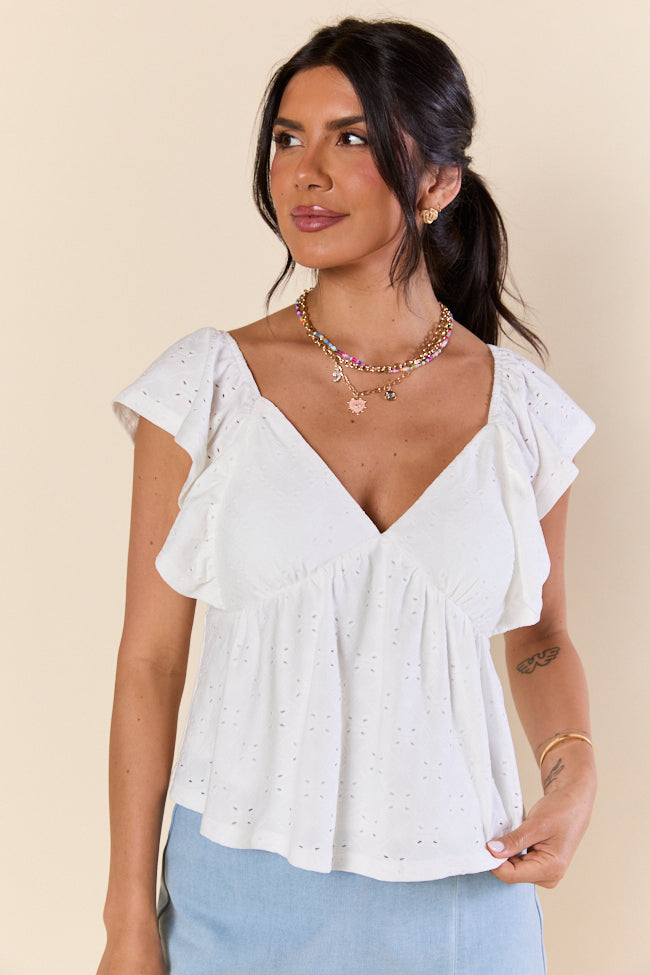 When We Met Ivory Eyelet Tie Back Padded Tank Top FINAL SALE