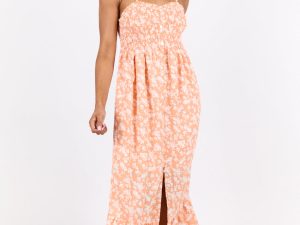 Blooming Beauty Orange Ditsy Floral Midi Dress FINAL SALE