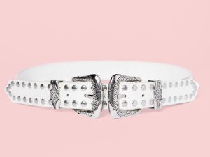 White Double Buckle Belt  FINAL SALE