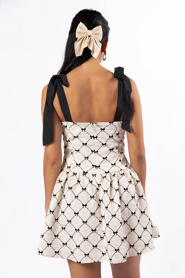 Every Occasion Ivory and Black Bow Dress FINAL SALE - Image 4