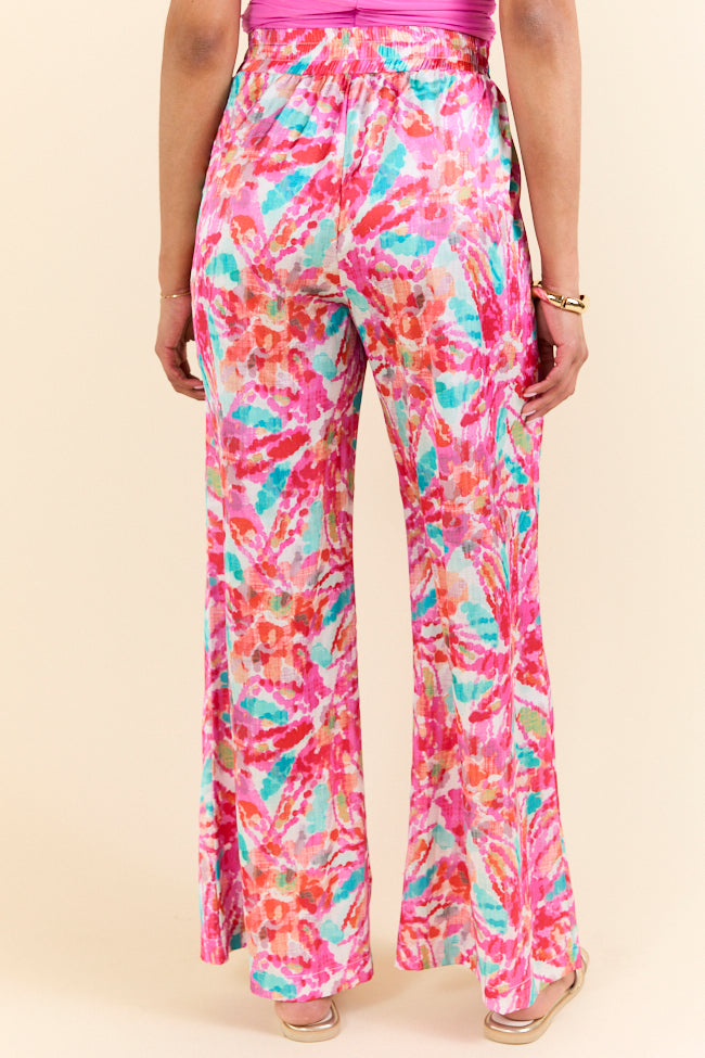 Paddle Out Pink Floral Printed Pull On Pants FINAL SALE - Image 4