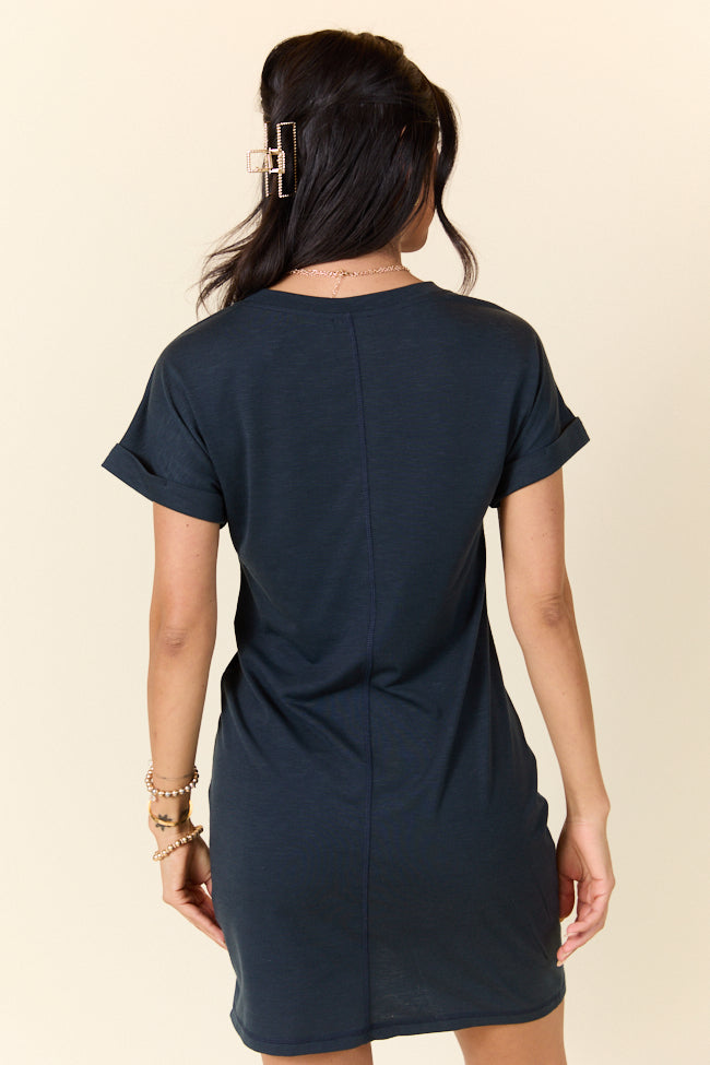 Knot My Type Dark Grey T-Shirt Dress FINAL SALE - Image 5