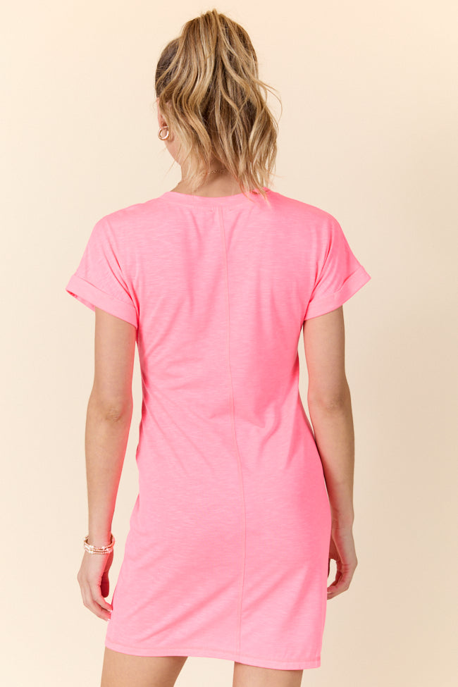 Knot My Type Coral T-Shirt Dress FINAL SALE - Image 5