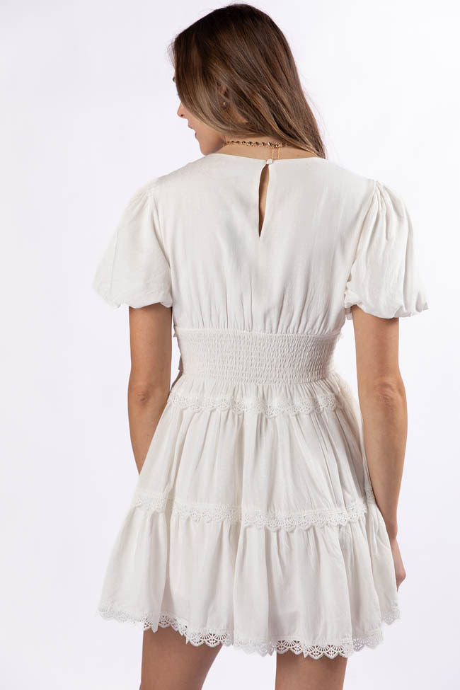 Enjoying Life White Ruffle Trim Mini Dress FINAL SALE - Image 4
