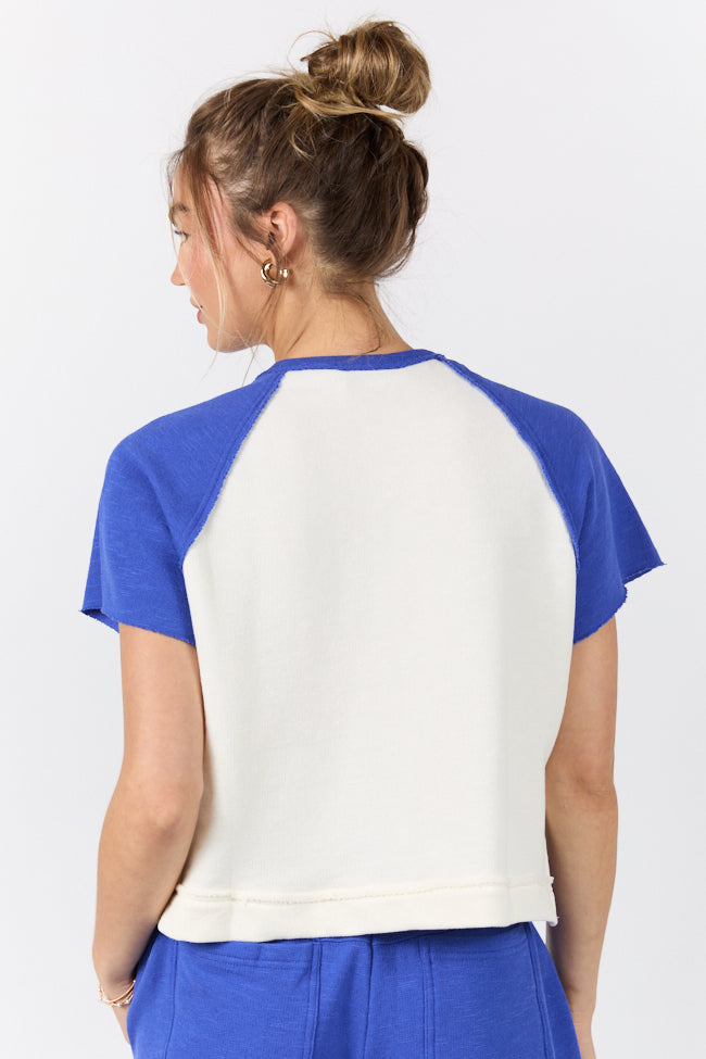 Outfield Angel Cobalt and Cream Color Block Tee FINAL SALE - Image 5