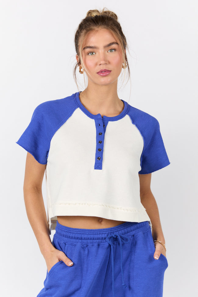 Outfield Angel Cobalt and Cream Color Block Tee FINAL SALE