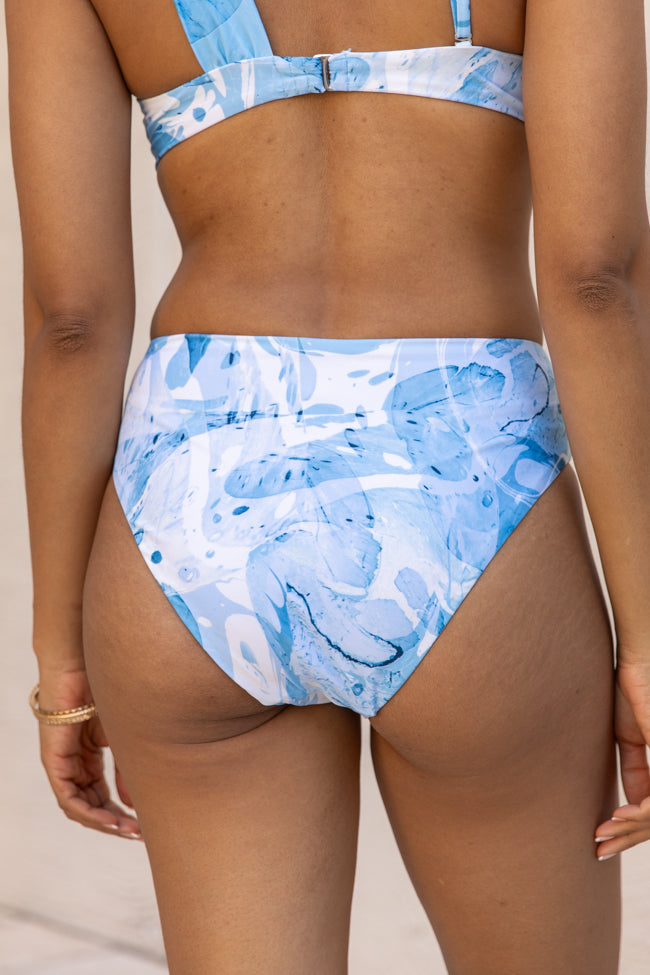 On The Water Blue Printed Ring Front Midrise Bikini Bottoms FINAL SALE - Image 4
