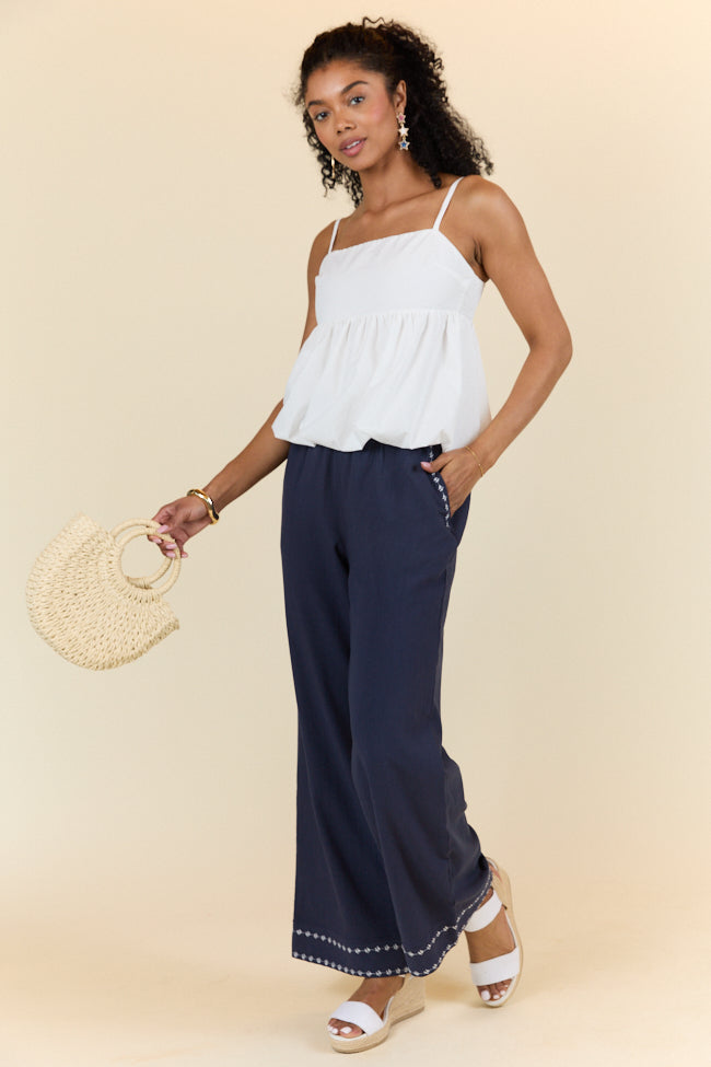 Just Feels Right Navy Embroidered Pants FINAL SALE - Image 2