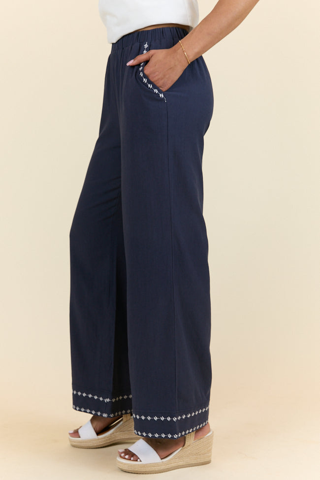 Just Feels Right Navy Embroidered Pants FINAL SALE - Image 4